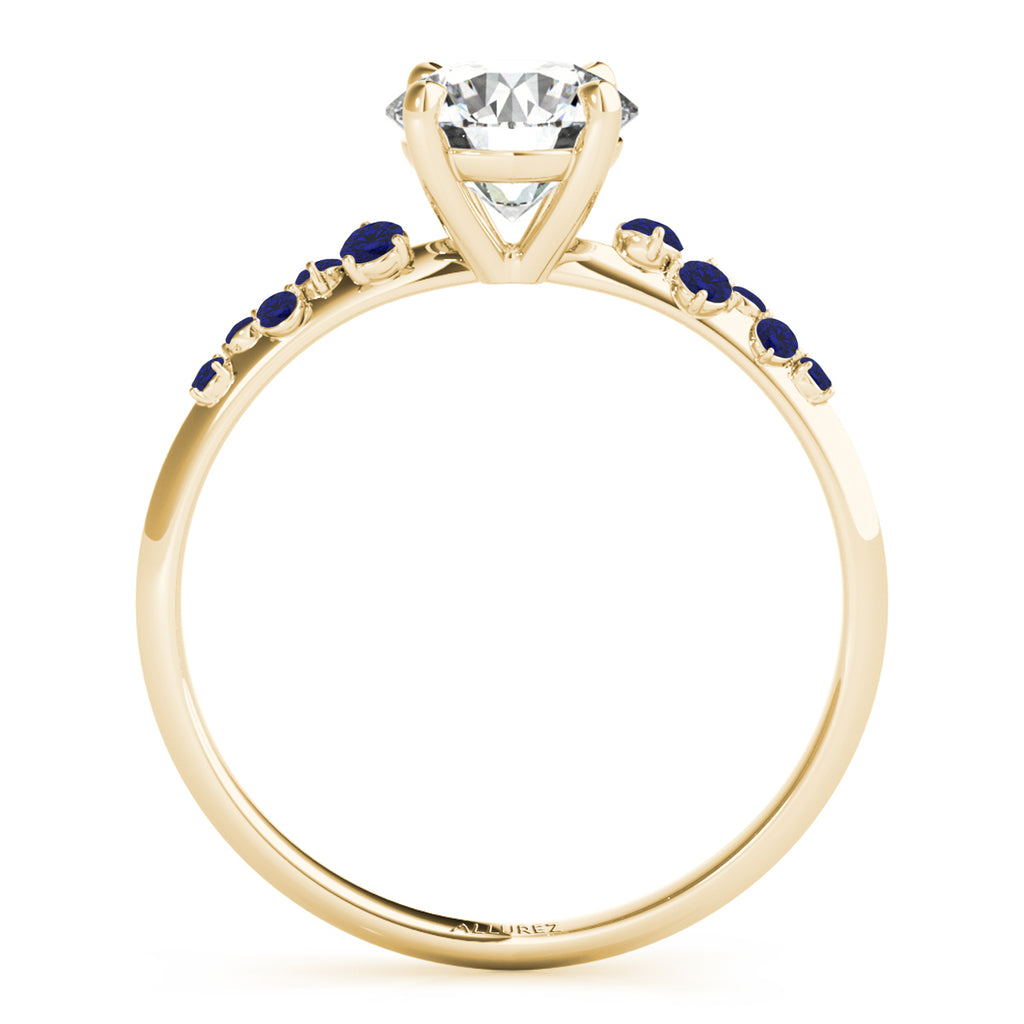 Scattered Lab Blue Sapphire Engagement Ring 14K Yellow Gold (0.13ct)