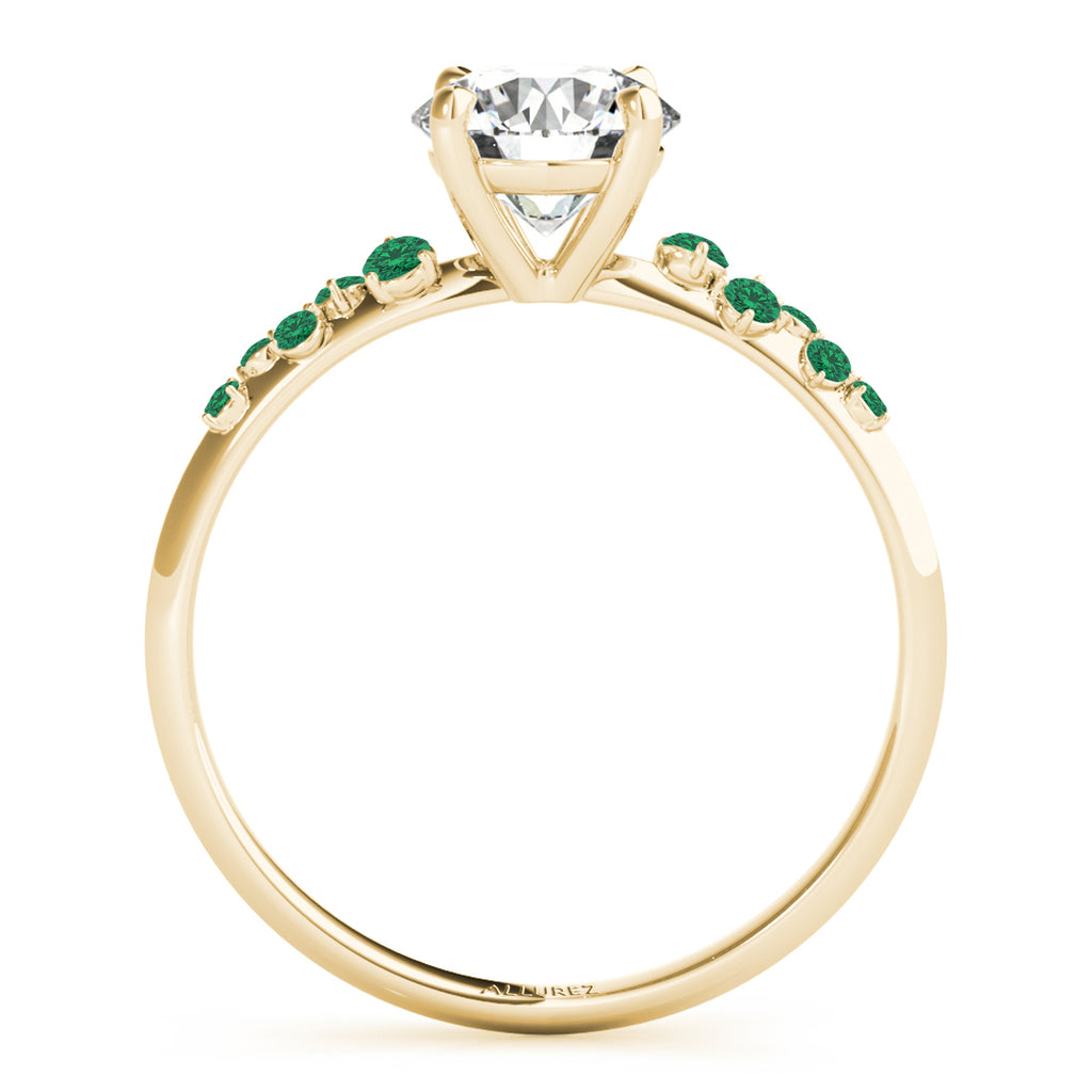 Scattered Lab Emerald Engagement Ring 14K Yellow Gold (0.13ct)