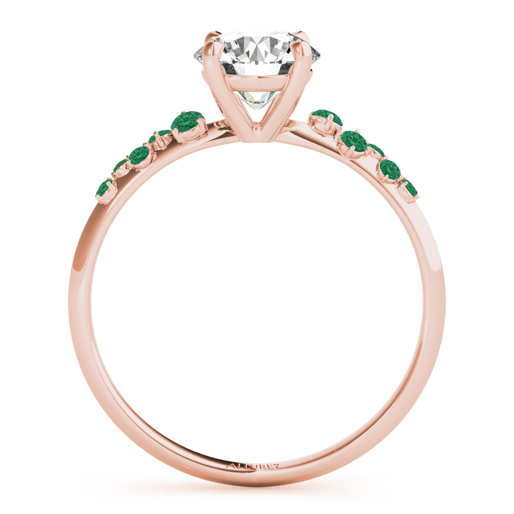 Scattered Emerald Engagement Ring 18K Rose Gold (0.13ct)