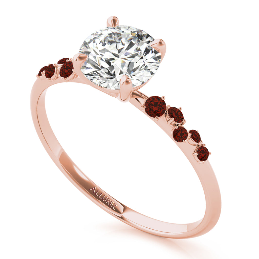 Scattered Garnet Engagement Ring 18K Rose Gold (0.13ct)
