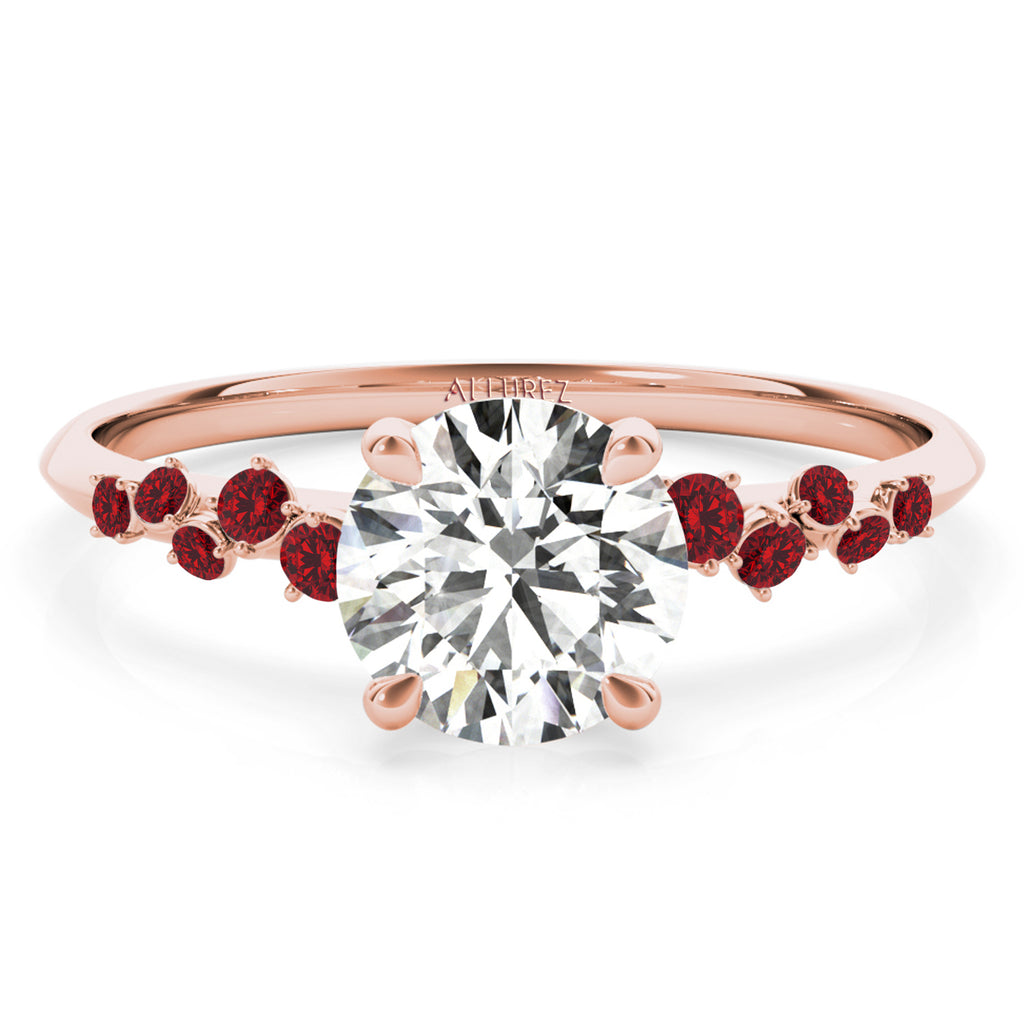 Scattered Lab Ruby Engagement Ring 18K Rose Gold (0.13ct)