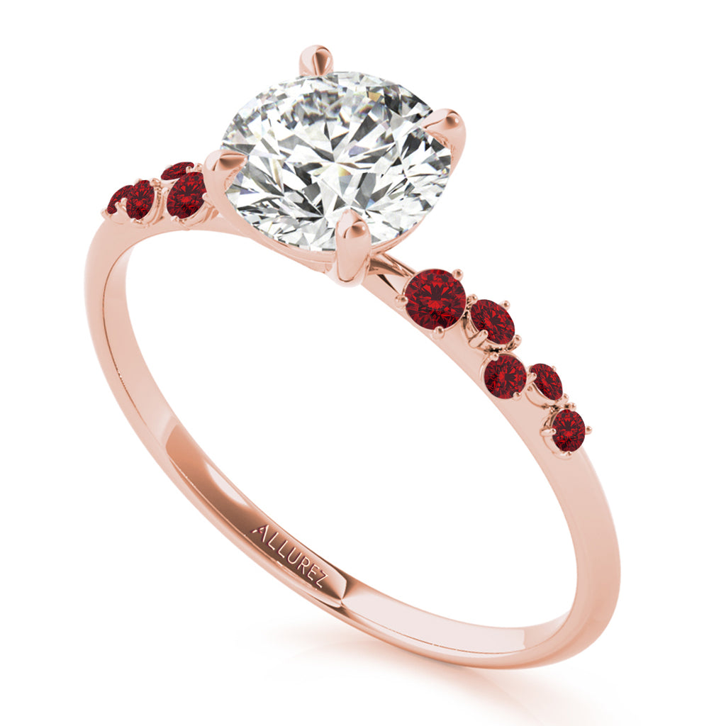 Scattered Ruby Engagement Ring 18K Rose Gold (0.13ct)