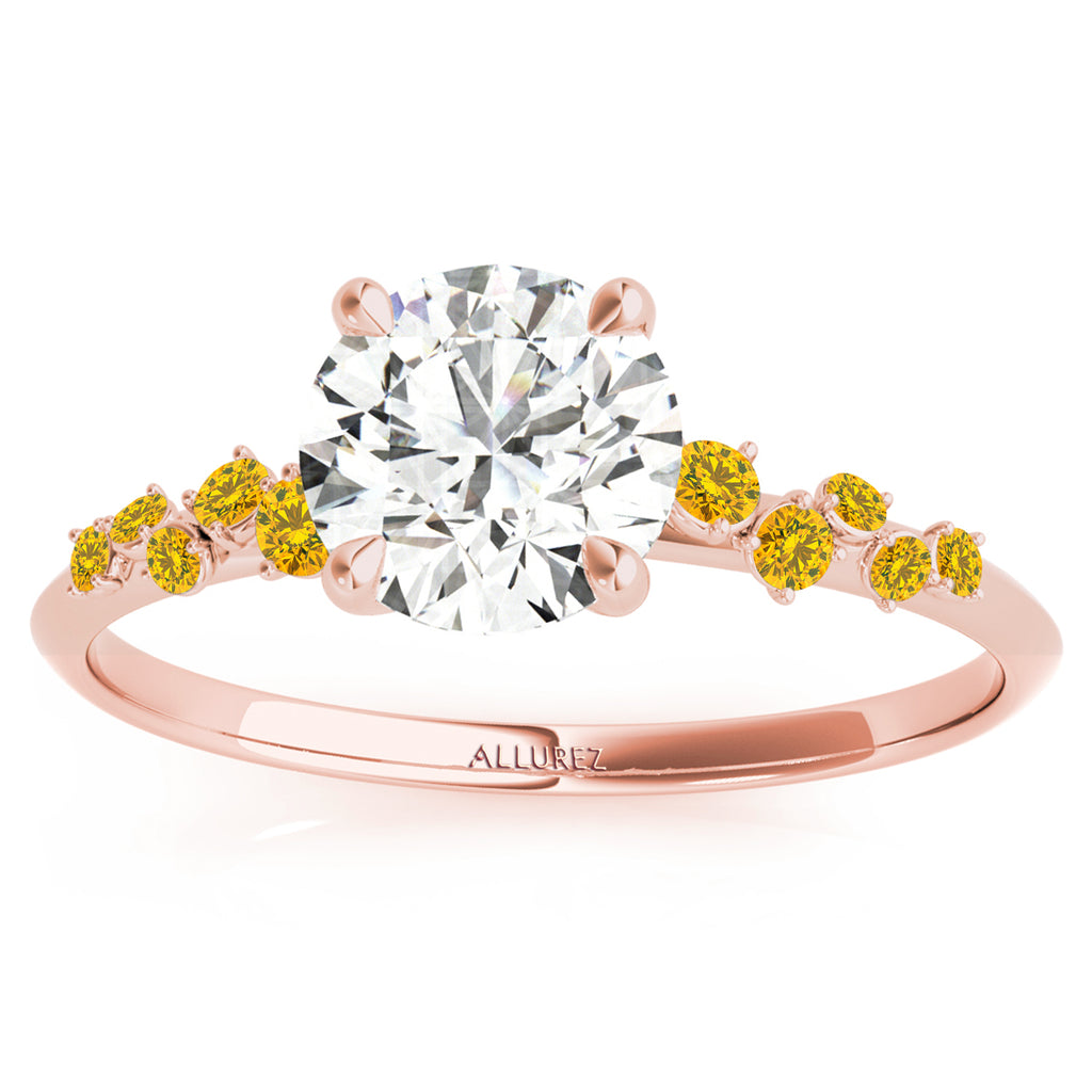 Scattered Yellow Sapphire Engagement Ring 18K Rose Gold (0.13ct)