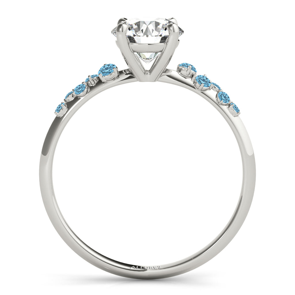 Scattered Blue Topaz  Engagement Ring 18K White Gold (0.13ct)