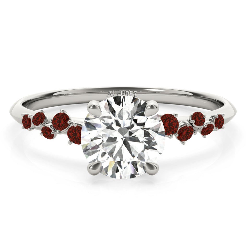 Scattered Garnet Engagement Ring 18K White Gold (0.13ct)