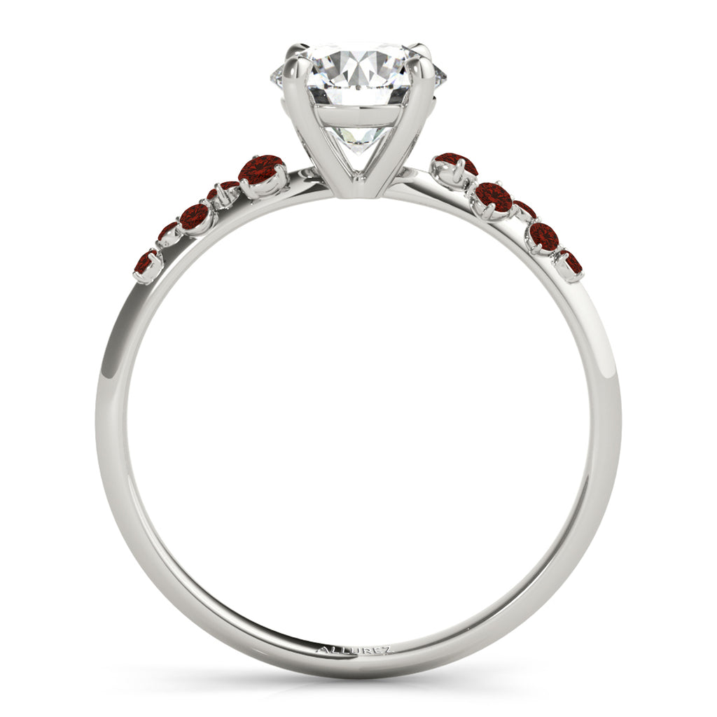 Scattered Garnet Engagement Ring 18K White Gold (0.13ct)