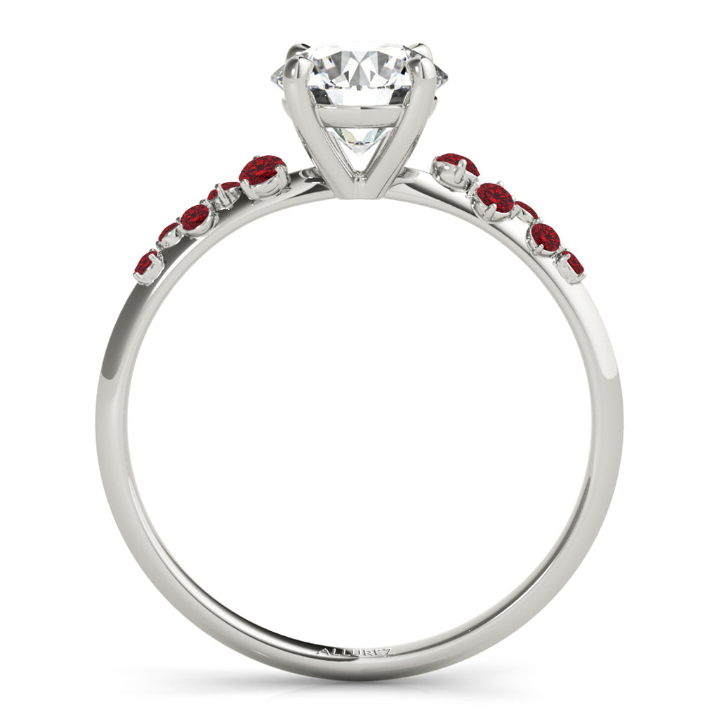 Scattered Ruby Engagement Ring 18K White Gold (0.13ct)