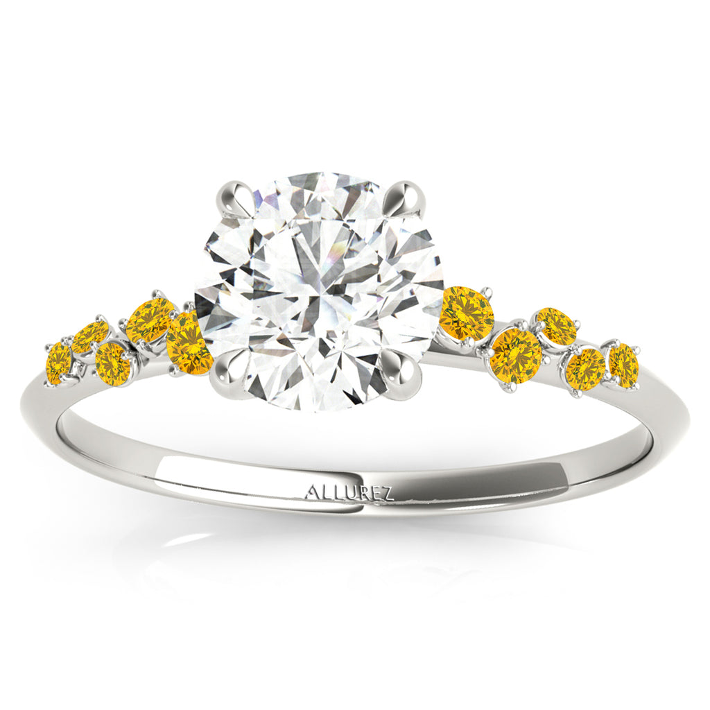 Scattered Yellow Sapphire Engagement Ring 18K White Gold (0.13ct)