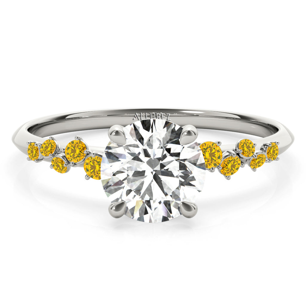 Scattered Yellow Sapphire Engagement Ring 18K White Gold (0.13ct)