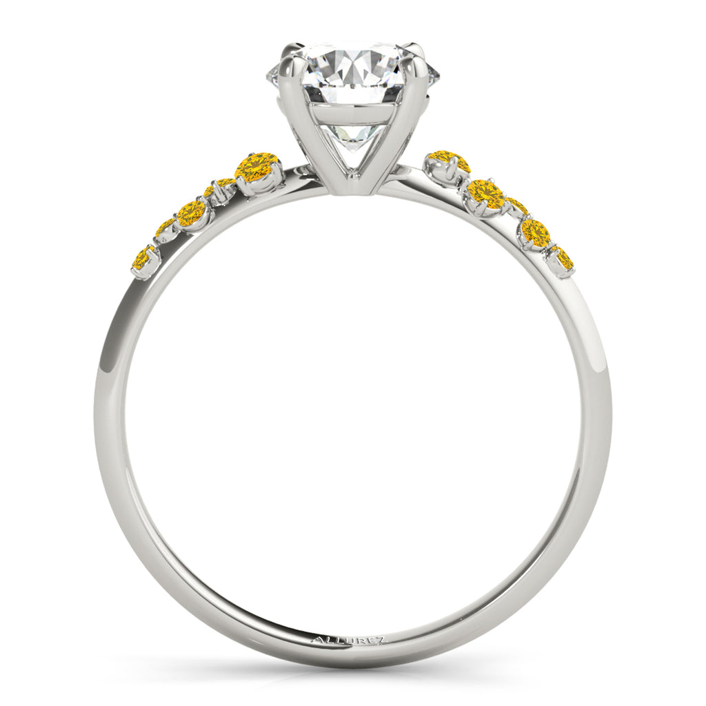 Scattered Yellow Sapphire Engagement Ring 18K White Gold (0.13ct)