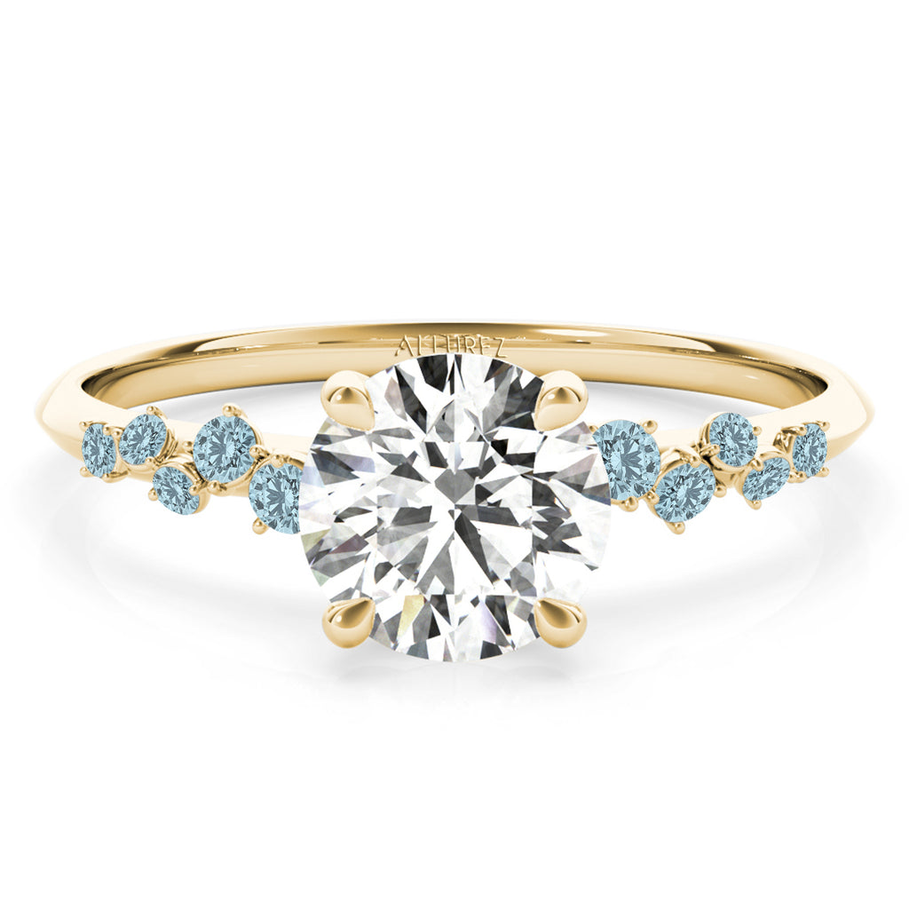 Scattered Lab Aquamarine Engagement Ring 18K Yellow Gold (0.13ct)
