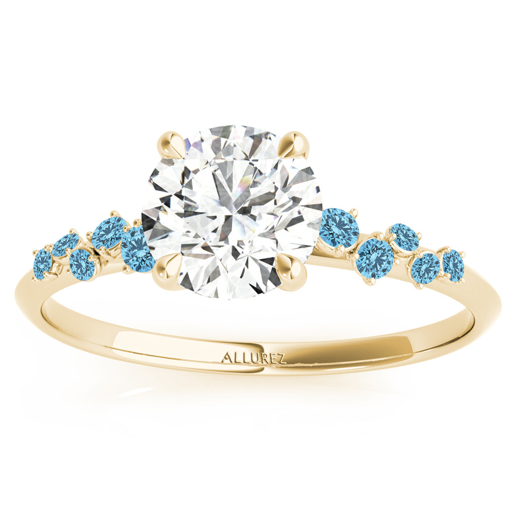Scattered Blue Topaz  Engagement Ring 18K Yellow Gold (0.13ct)