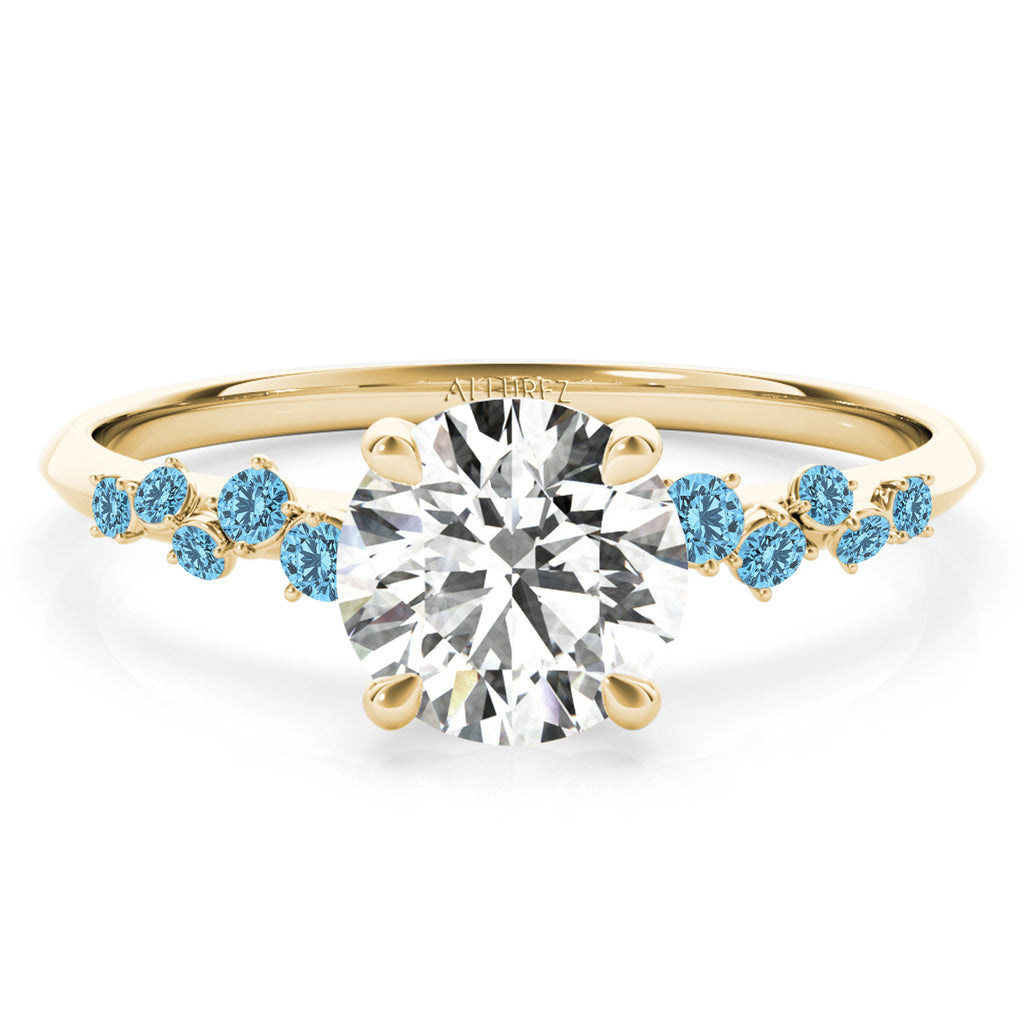 Scattered Blue Topaz  Engagement Ring 18K Yellow Gold (0.13ct)