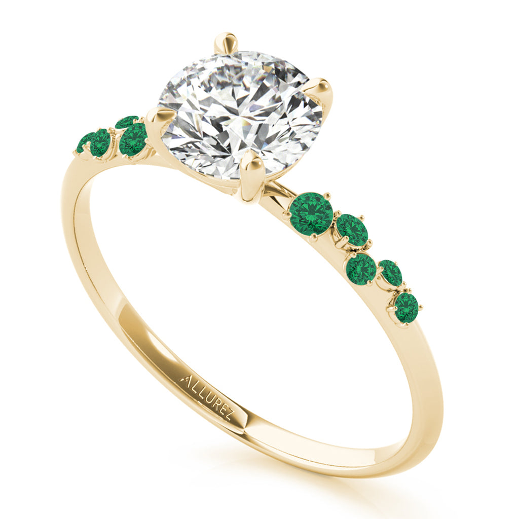 Scattered Emerald Engagement Ring 18K Yellow Gold (0.13ct)
