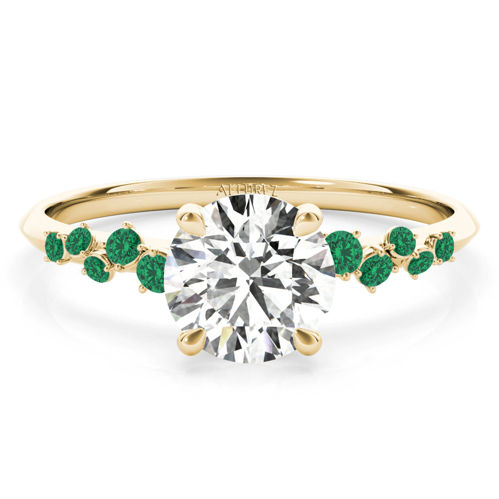 Scattered Emerald Engagement Ring 18K Yellow Gold (0.13ct)