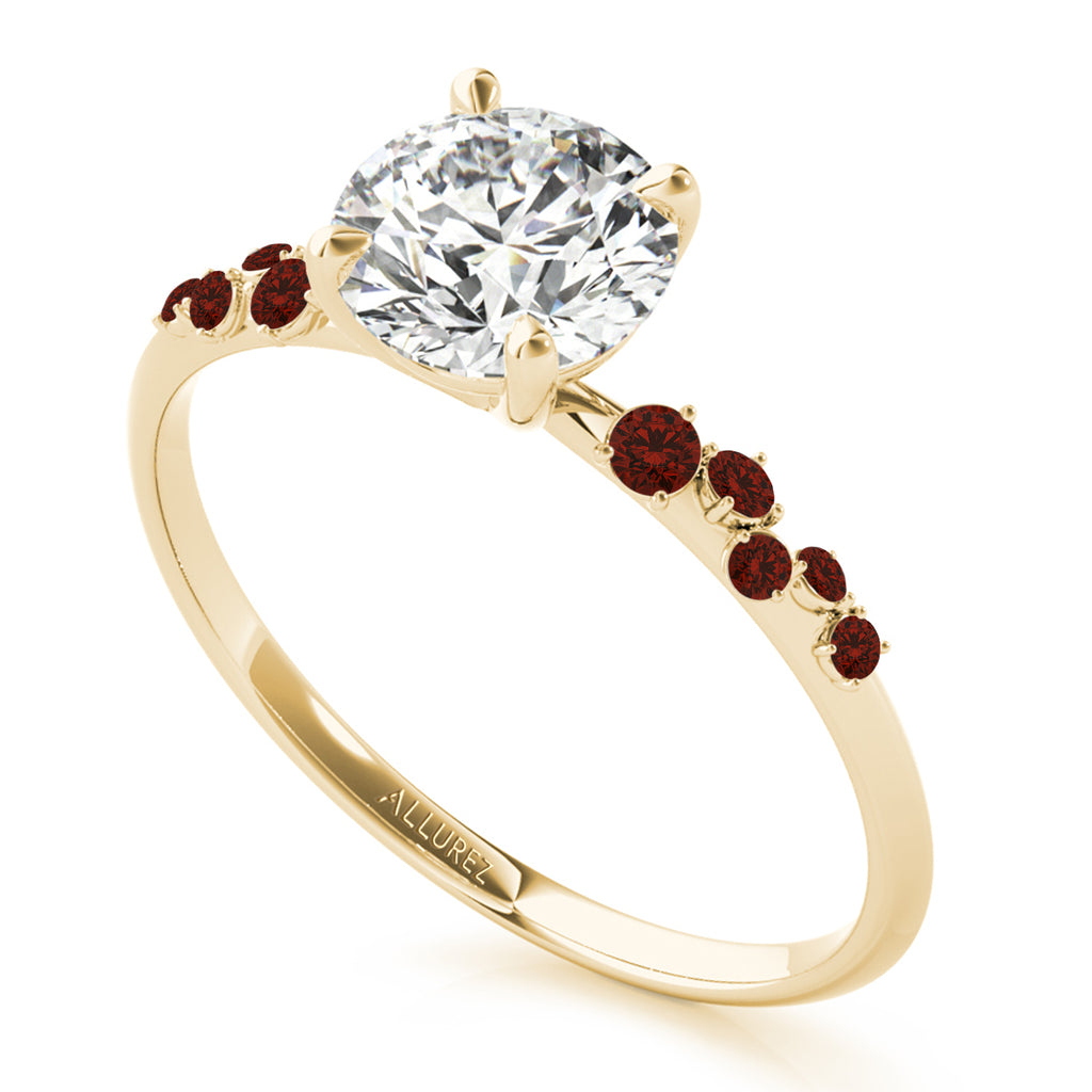 Scattered Garnet Engagement Ring 18K Yellow Gold (0.13ct)