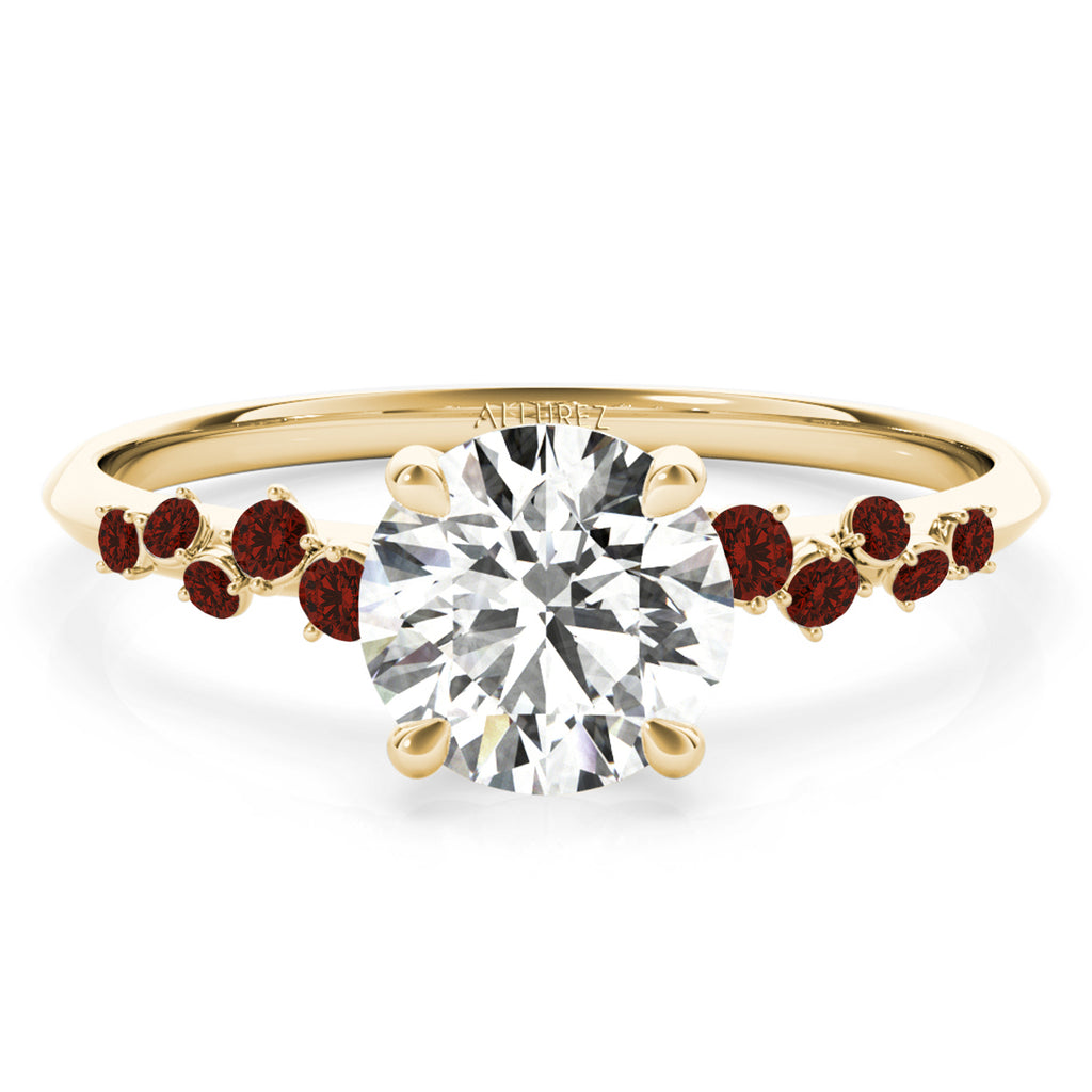 Scattered Garnet Engagement Ring 18K Yellow Gold (0.13ct)