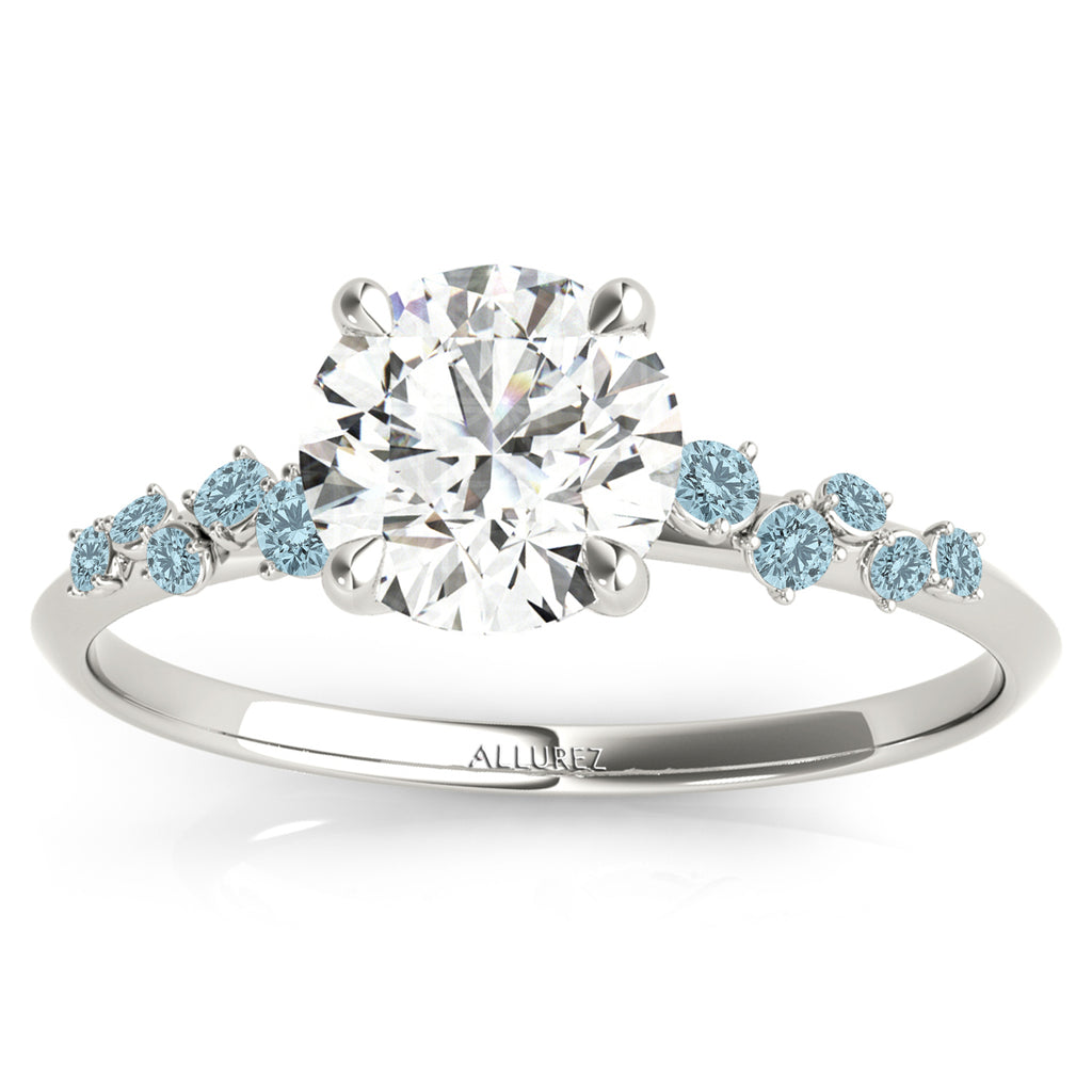 Scattered Lab Aquamarine Engagement Ring in Palladium (0.13ct)