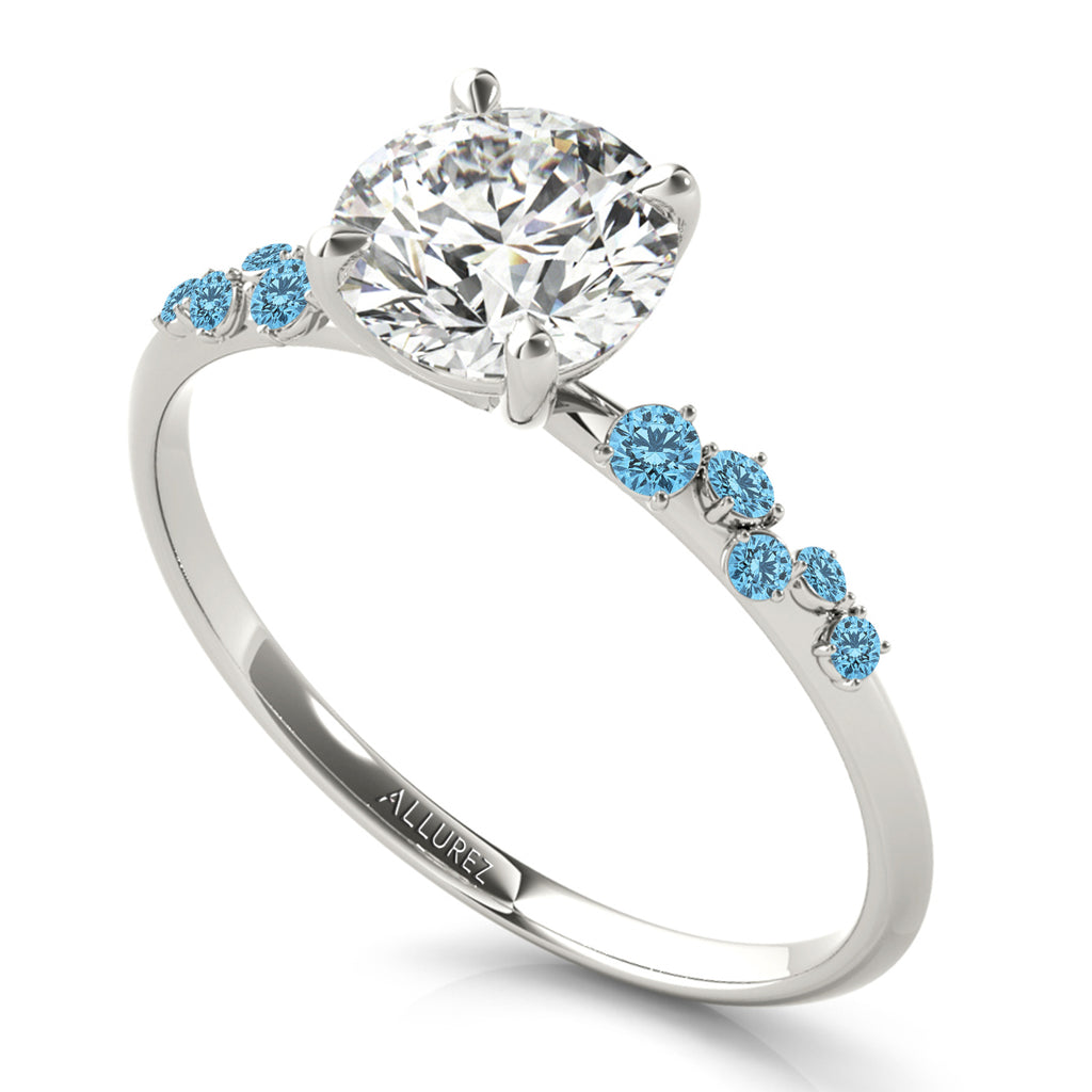 Scattered Blue Topaz  Engagement Ring in Palladium (0.13ct)