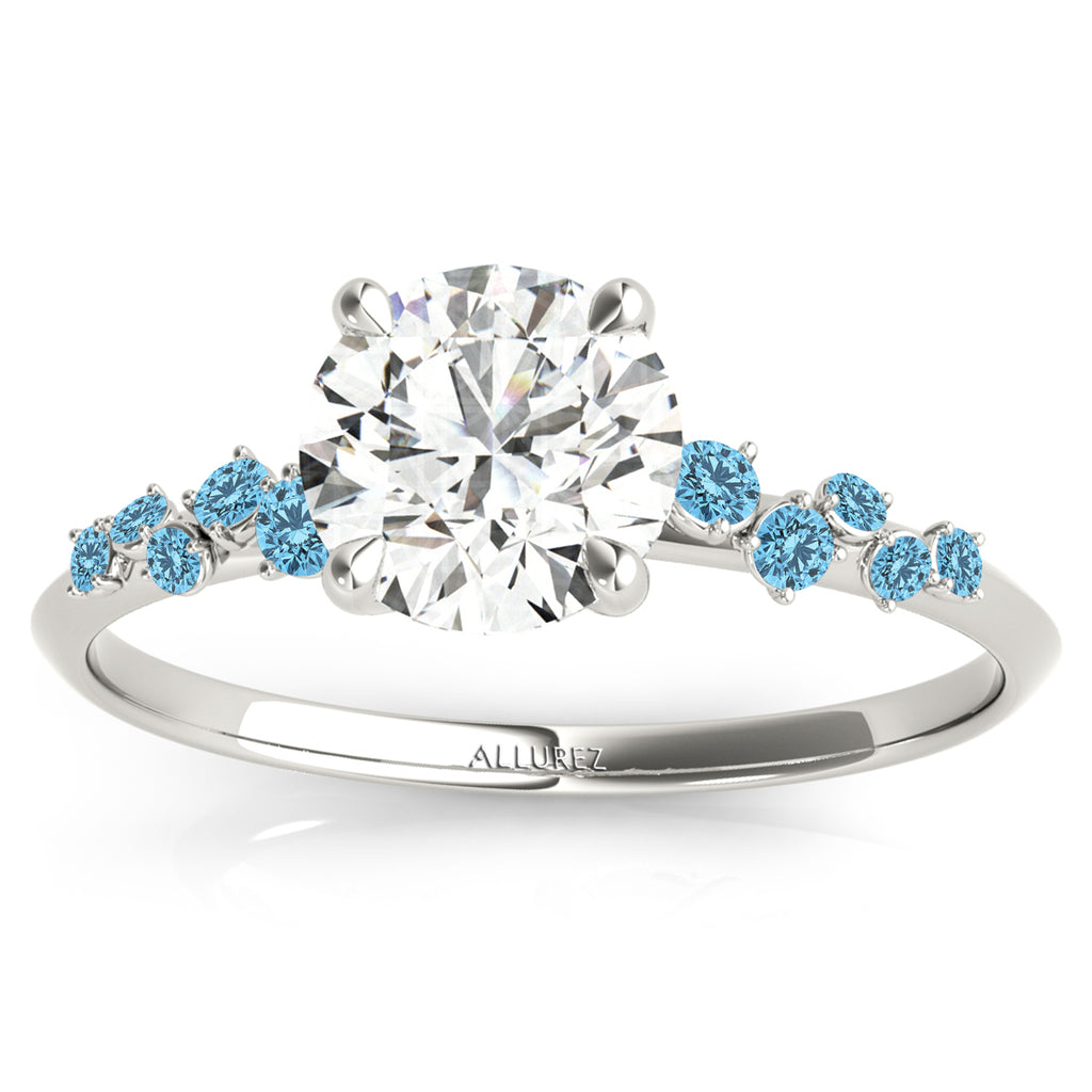 Scattered Blue Topaz  Engagement Ring in Platinum (0.13ct)