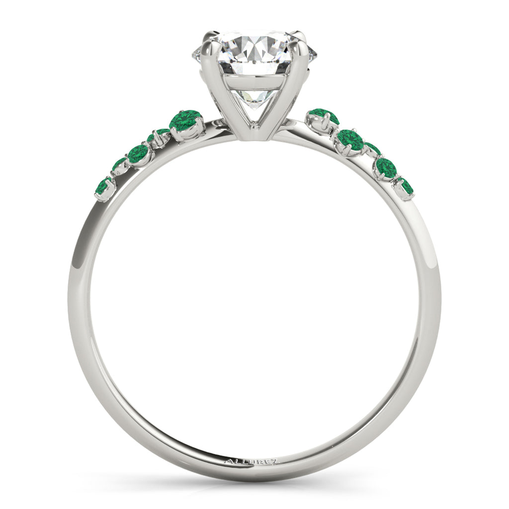 Scattered Lab Emerald Engagement Ring in Platinum (0.13ct)