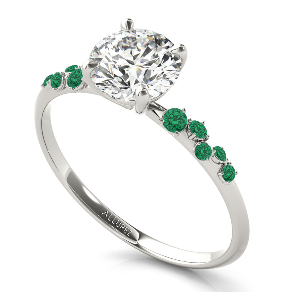 Scattered Emerald Engagement Ring in Platinum (0.13ct)