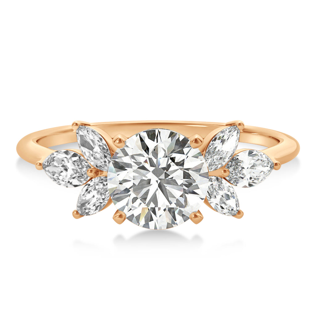 Diamond Marquise Floral Engagement Ring 14k Rose Gold (0.50ct)