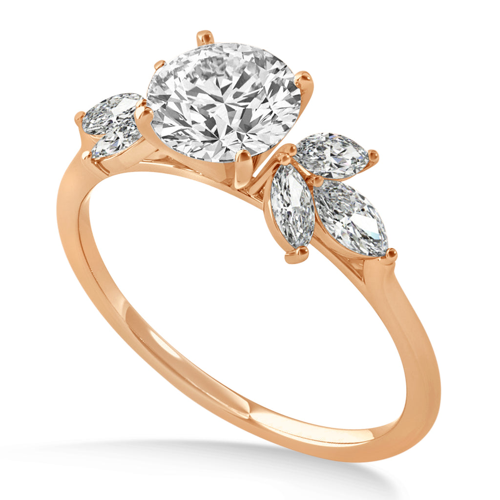 Diamond Marquise Floral Engagement Ring 14k Rose Gold (0.50ct)