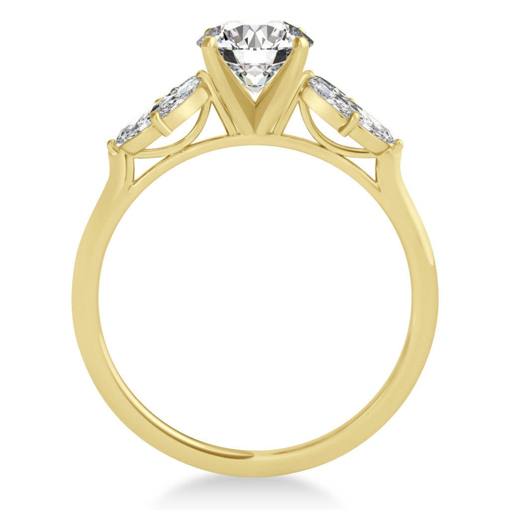 Diamond Marquise Floral Engagement Ring 14k Yellow Gold (0.50ct)