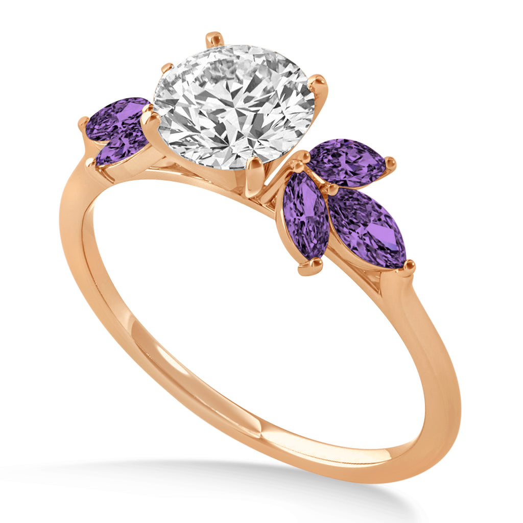 Amethyst Marquise Floral Engagement Ring 14k Rose Gold (0.50ct)
