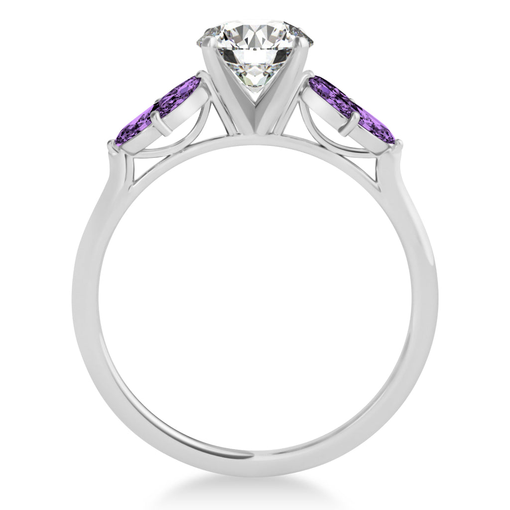 Amethyst Marquise Floral Engagement Ring 14k White Gold (0.50ct)
