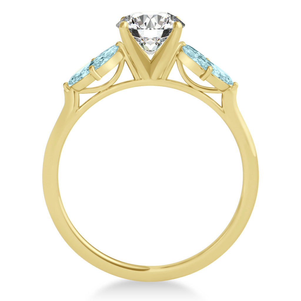 Aquamarine Marquise Floral Engagement Ring 14k Yellow Gold (0.50ct)
