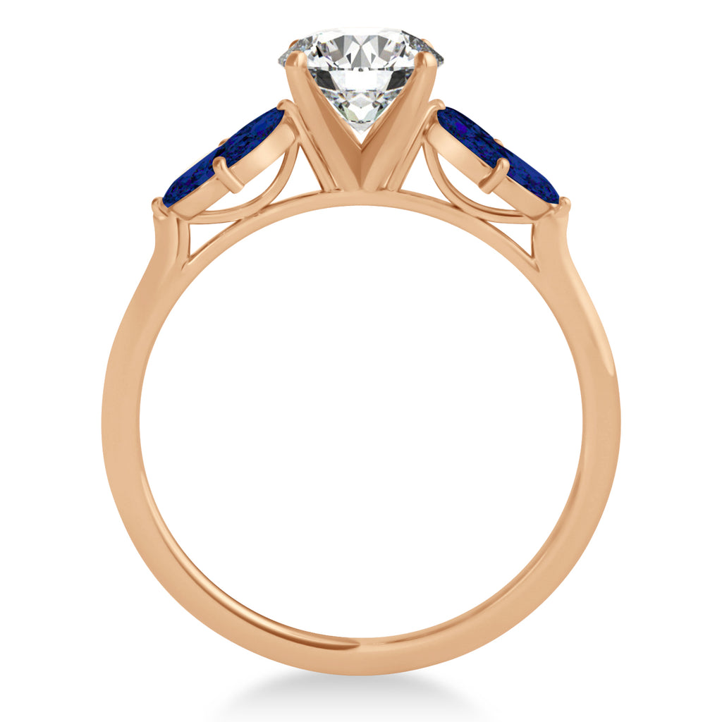 Blue Sapphire Marquise Floral Engagement Ring 14k Rose Gold (0.50ct)