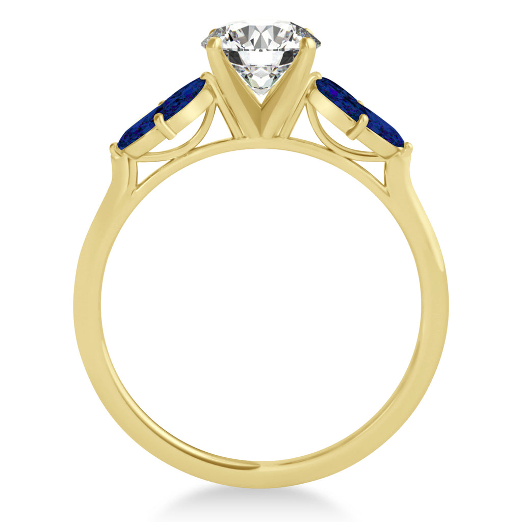 Blue Sapphire Marquise Floral Engagement Ring 14k Yellow Gold (0.50ct)