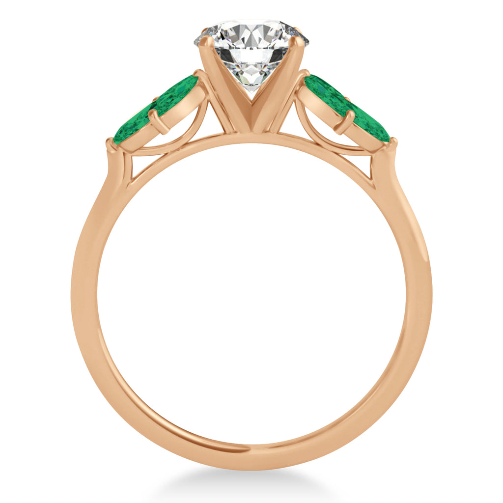 Emerald Marquise Floral Engagement Ring 14k Rose Gold (0.50ct)