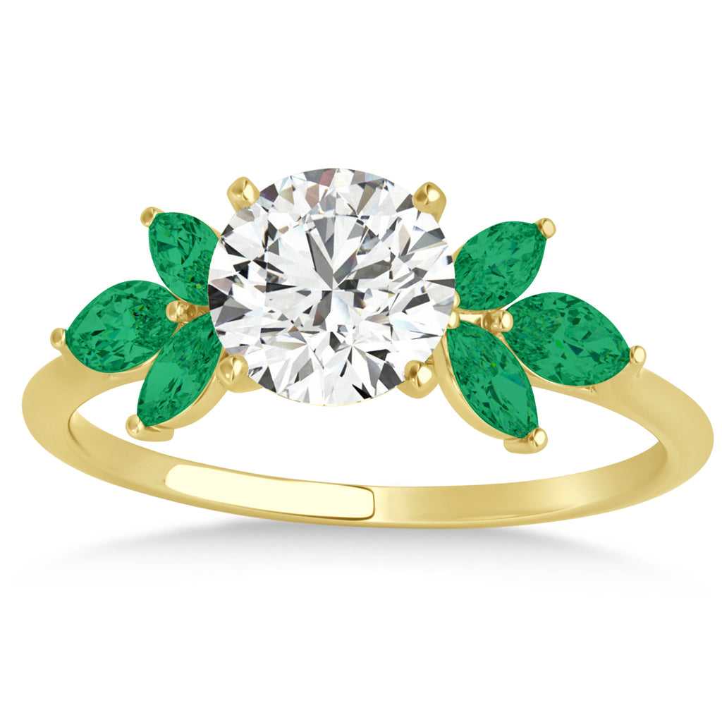 Emerald Marquise Floral Engagement Ring 14k Yellow Gold (0.50ct)