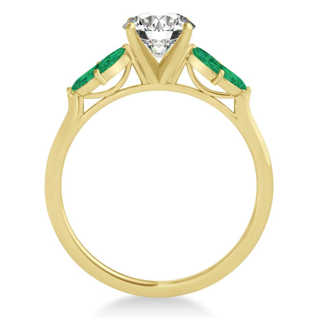 Emerald Marquise Floral Engagement Ring 14k Yellow Gold (0.50ct)