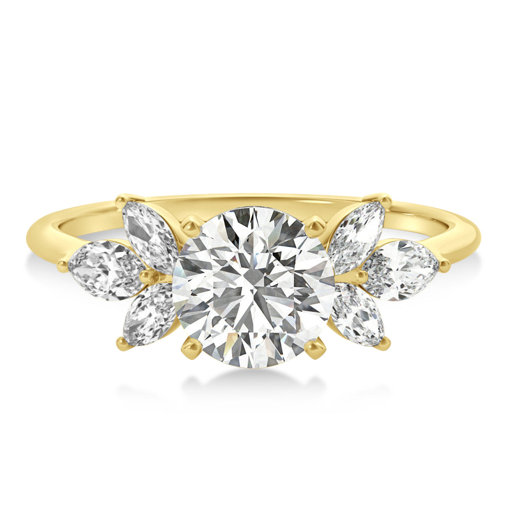 Lab Grown Diamond Marquise Floral Engagement Ring 14k Yellow Gold (0.50ct)