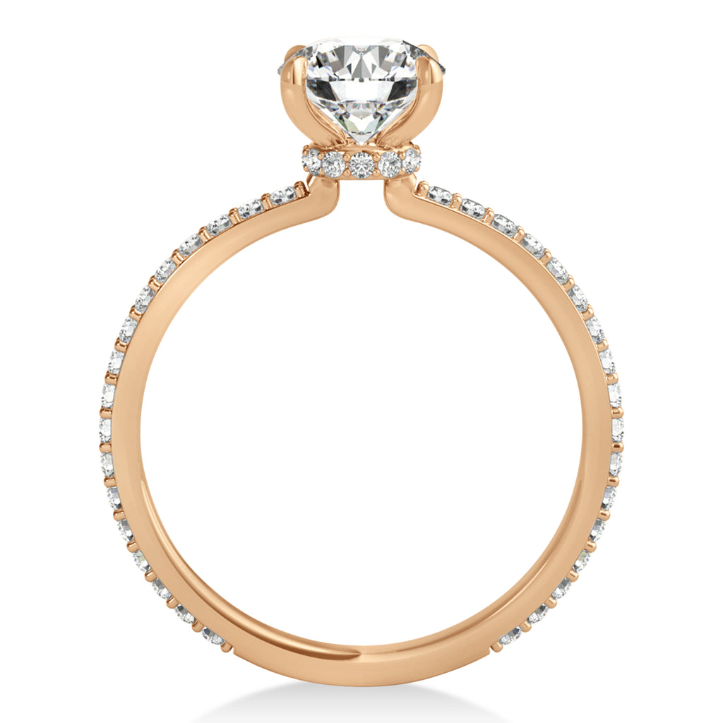 Emerald Diamond Hidden Halo Engagement Ring 14k Rose Gold (2.93ct)