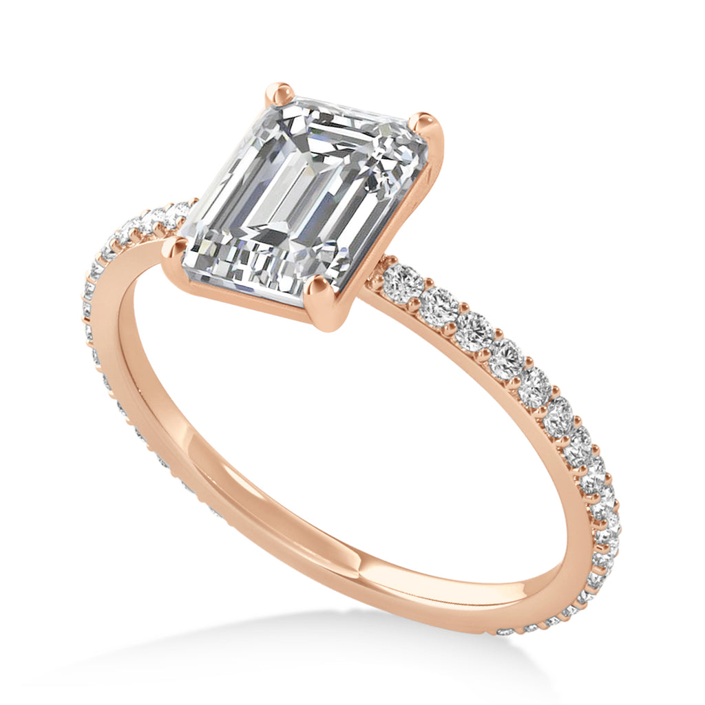 Emerald Diamond Hidden Halo Engagement Ring 14k Rose Gold (2.93ct)