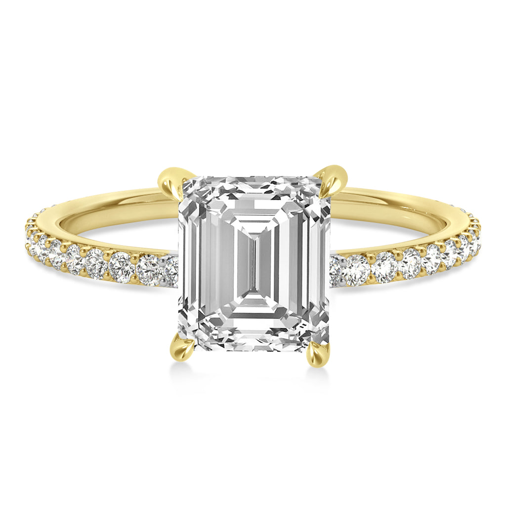 Emerald Diamond Hidden Halo Engagement Ring 14k Yellow Gold (2.93ct)