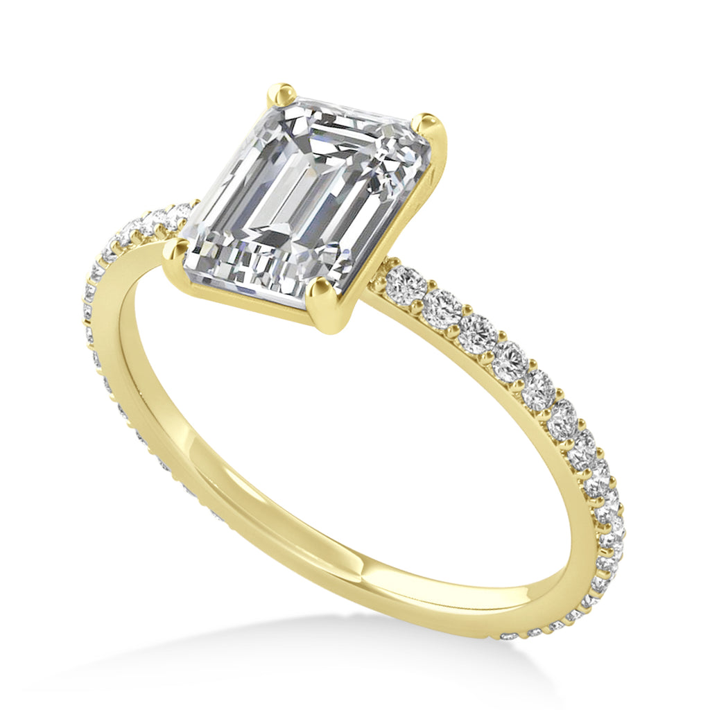 Emerald Diamond Hidden Halo Engagement Ring 18k Yellow Gold (2.93ct)