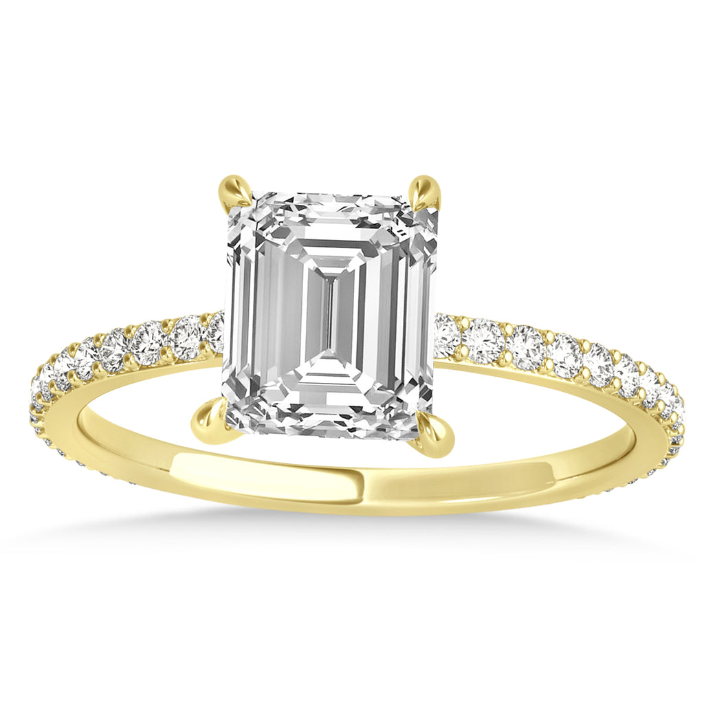 Emerald Diamond Hidden Halo Engagement Ring 18k Yellow Gold (2.93ct)