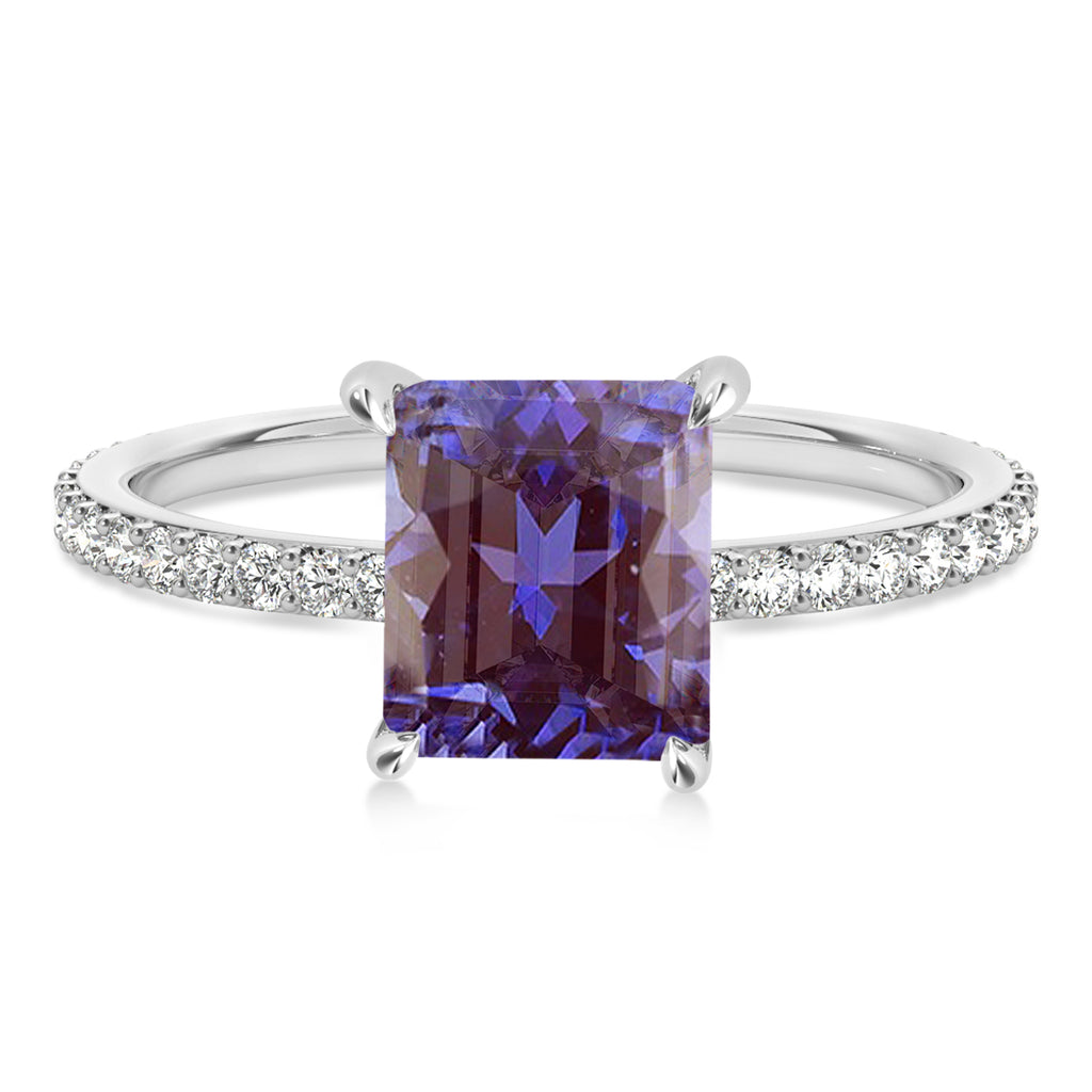 Emerald Alexandrite & Diamond Hidden Halo Engagement Ring Platinum (2.93ct)