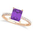 Emerald Amethyst & Diamond Hidden Halo Engagement Ring 14k Rose Gold (2.93ct)