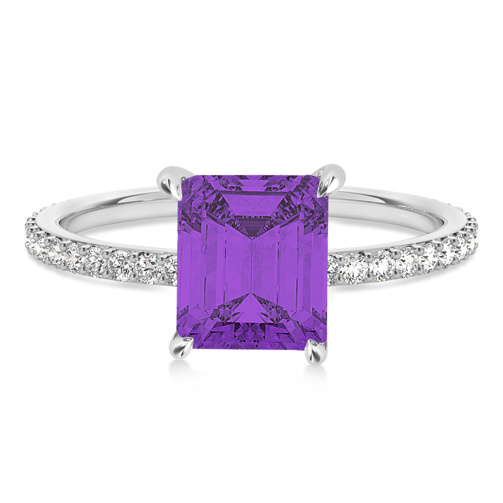 Emerald Amethyst & Diamond Hidden Halo Engagement Ring Platinum (2.93ct)