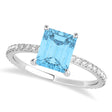 Emerald Blue Topaz & Diamond Hidden Halo Engagement Ring 14k White Gold (2.93ct)