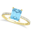 Emerald Blue Topaz & Diamond Hidden Halo Engagement Ring 18k Yellow Gold (2.93ct)