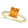 Emerald Citrine & Diamond Hidden Halo Engagement Ring 14k Yellow Gold (2.93ct)