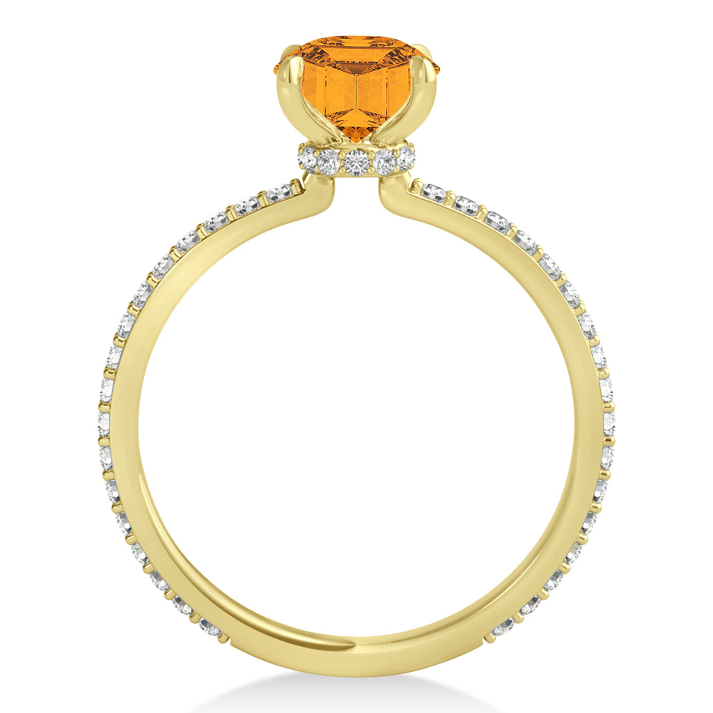 Emerald Citrine & Diamond Hidden Halo Engagement Ring 18k Yellow Gold (2.93ct)